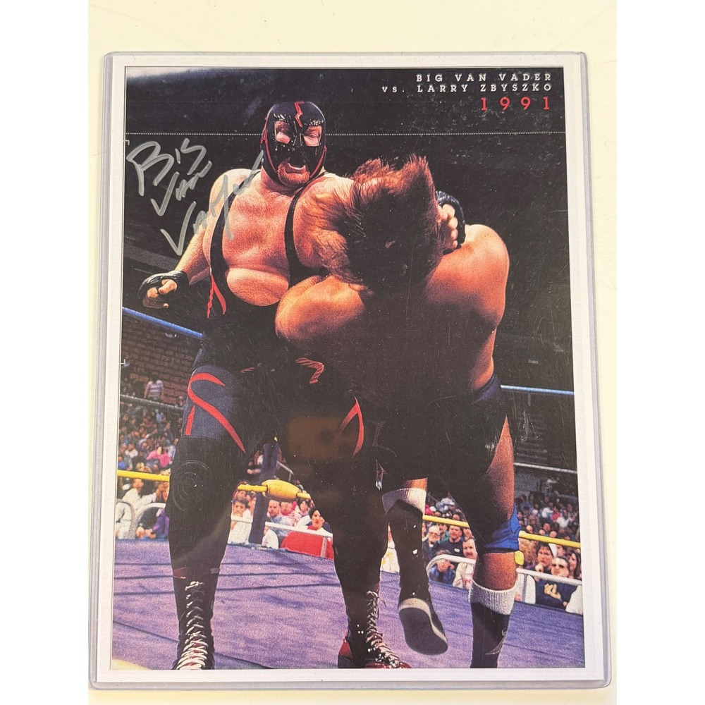 Big Van Vader Signed 8x10 Photo Autograph COA WrestleReunion Larry Zbyszko 1991‎